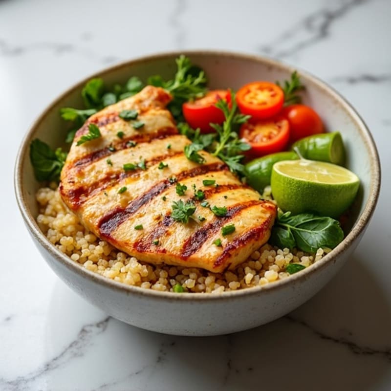 Grilled Chicken and Quinoa Bowl with Roasted Vegetables