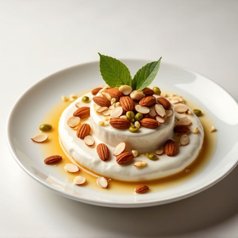 Greek Yogurt with Sliced Almonds and Pumpkin Seeds