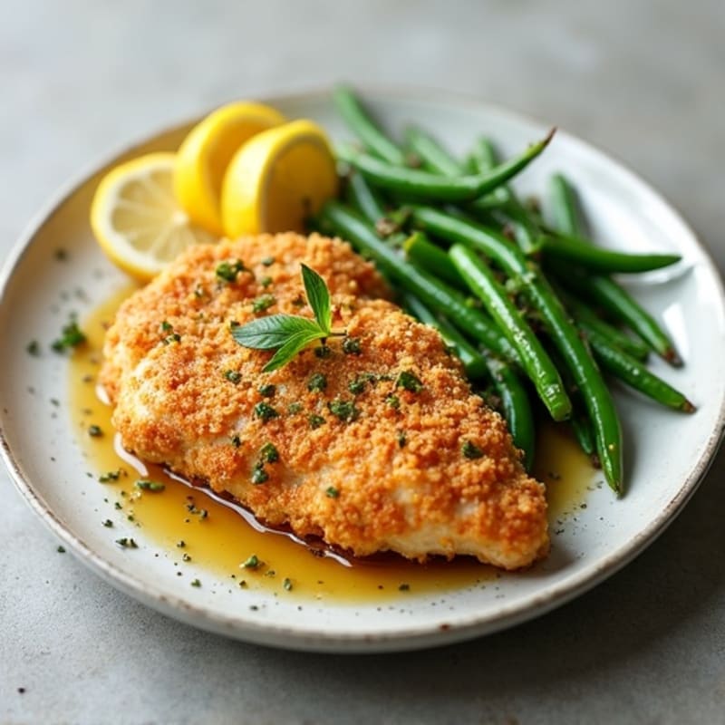 Crispy Lemon-Garlic Chicken with Roasted Green Beans