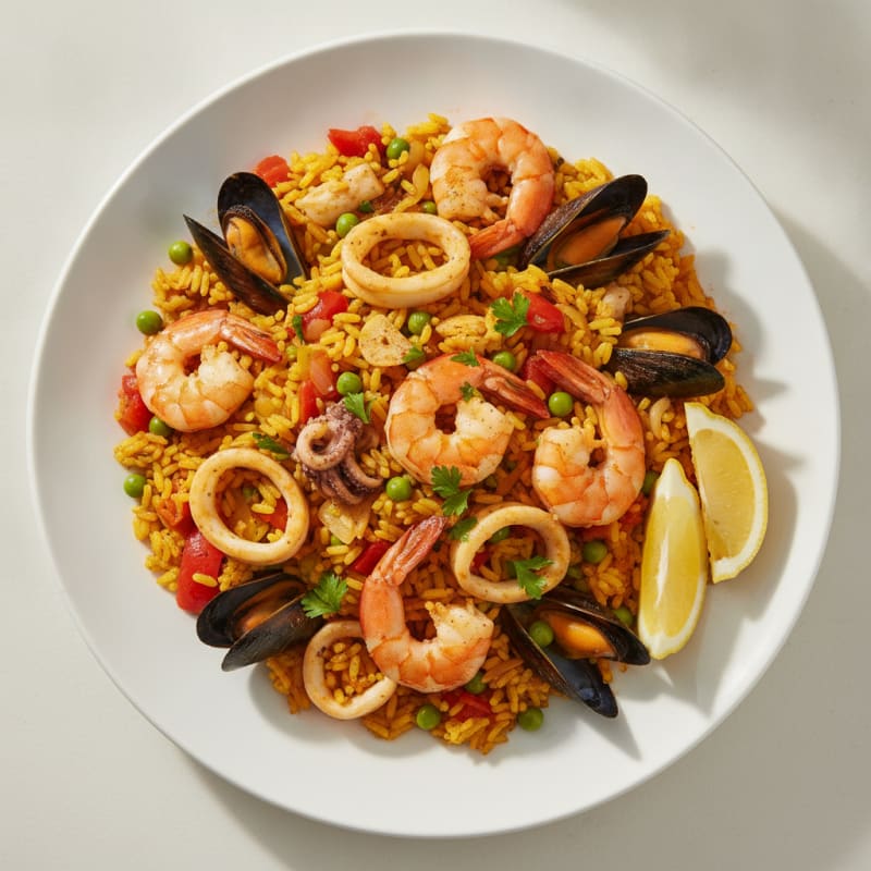 Spanish Seafood Paella with Saffron Rice