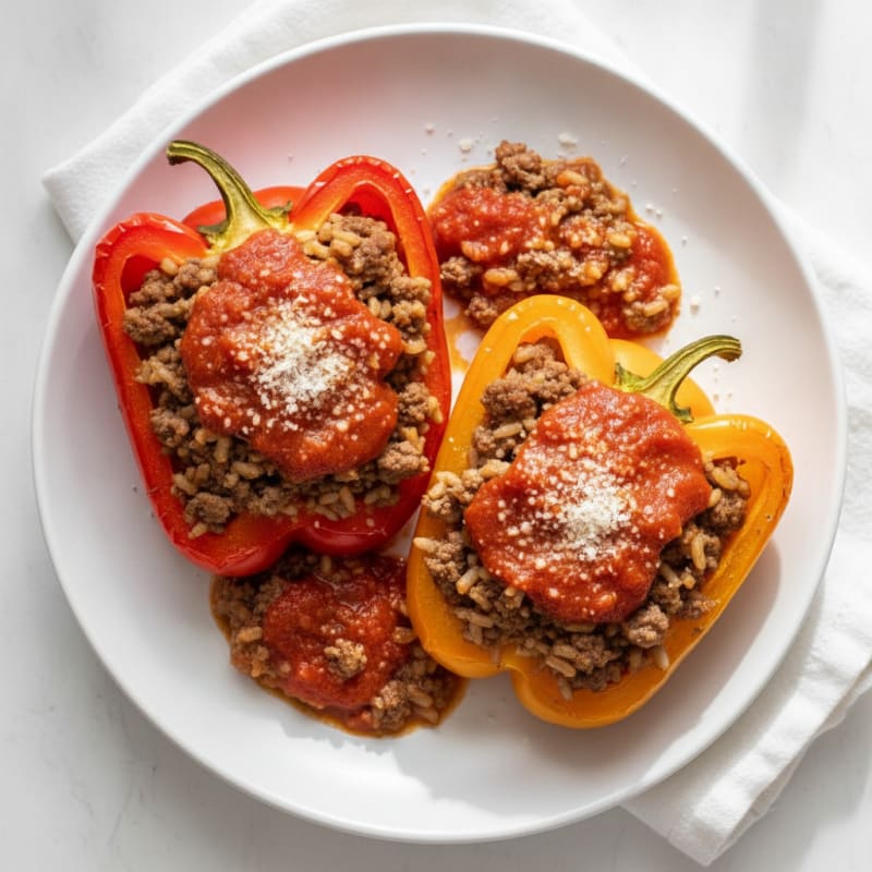 Beef and Rice Stuffed Bell Peppers