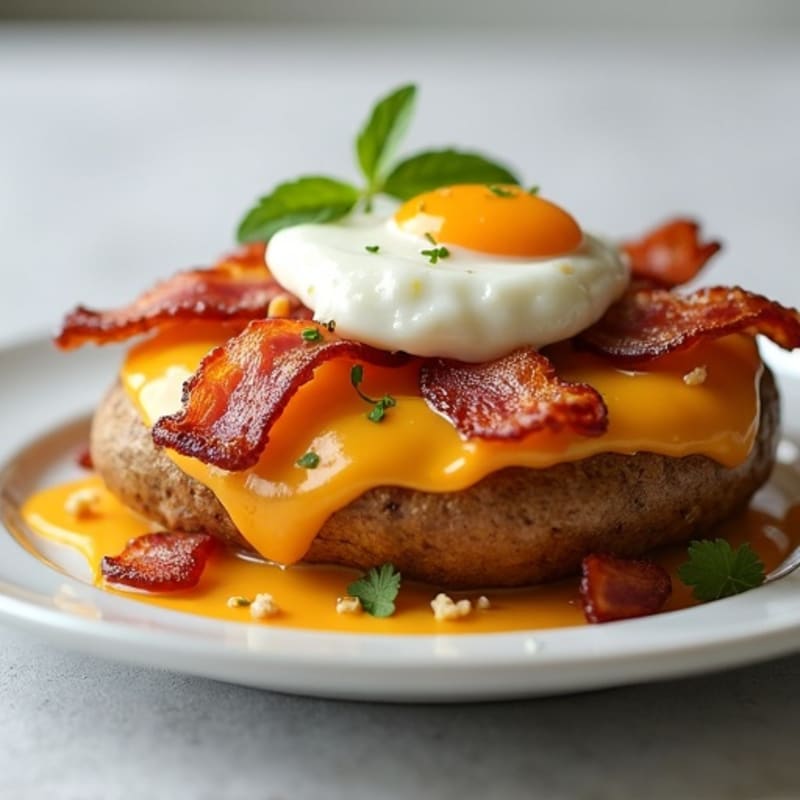 Baked Potatoes Loaded with Crispy Lean Bacon and Sharp Cheddar
