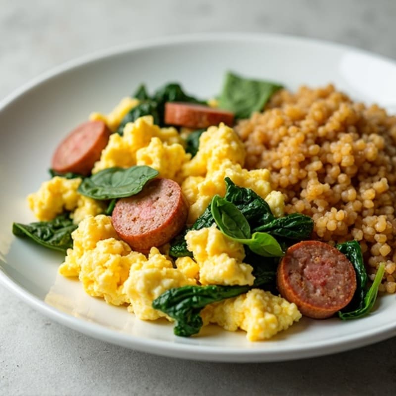 Egg White Scramble with Spinach and Turkey Sausage