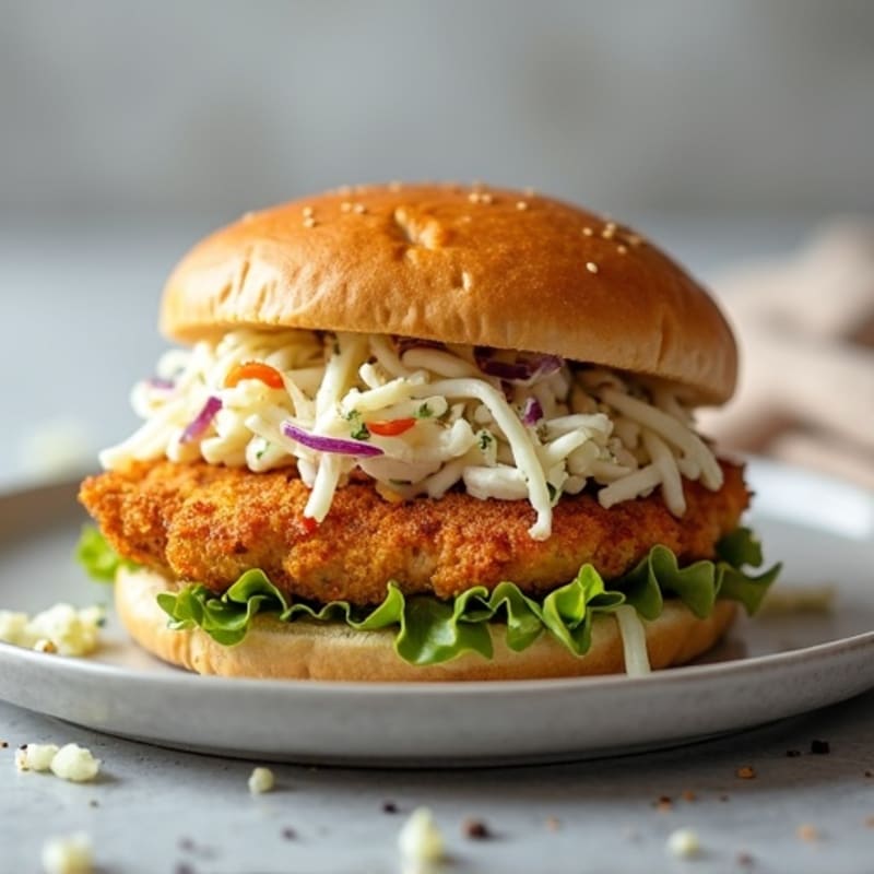 Crispy Baked Chicken Sandwich with Creamy Slaw