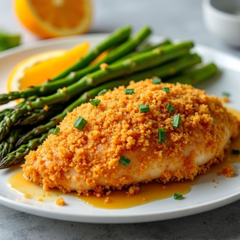 Crispy Orange Chicken with Roasted Asparagus