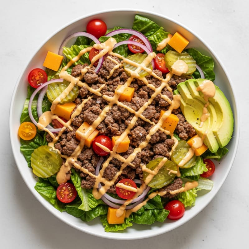 Deconstructed Cheeseburger Bowl with Special Sauce
