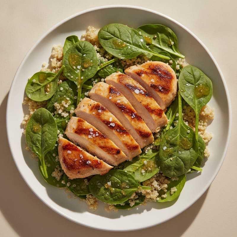 Grilled Chicken Breast with Quinoa Spinach Salad