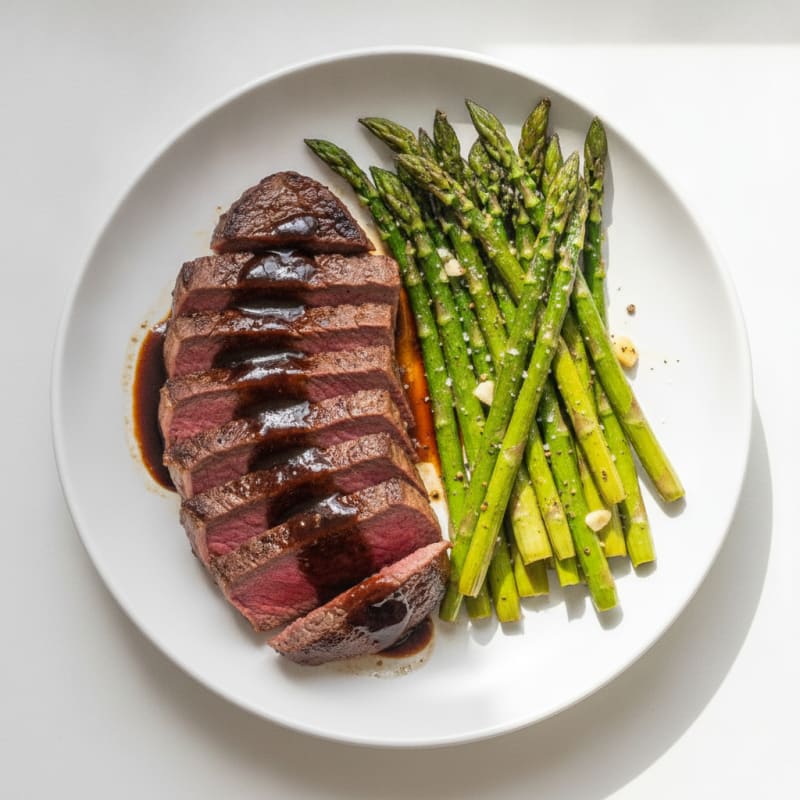 Balsamic Glazed Steak with Roasted Asparagus