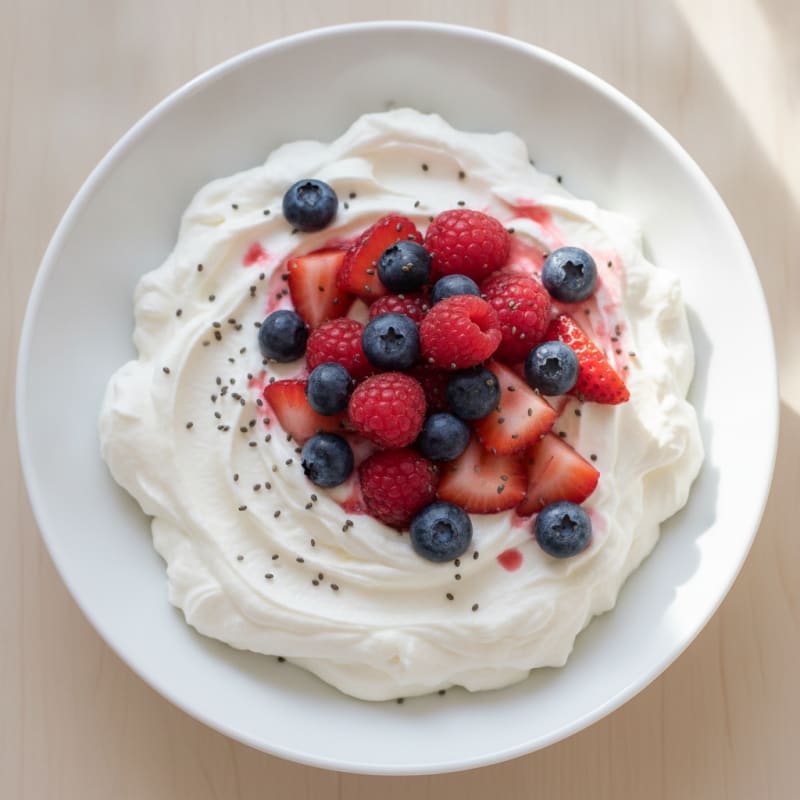 Creamy Greek Yogurt Protein Pudding with Mixed Berries