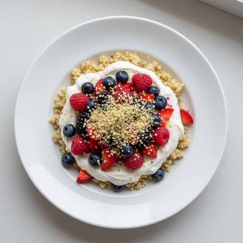 Creamy Greek Yogurt Parfait with Quinoa and Mixed Berries