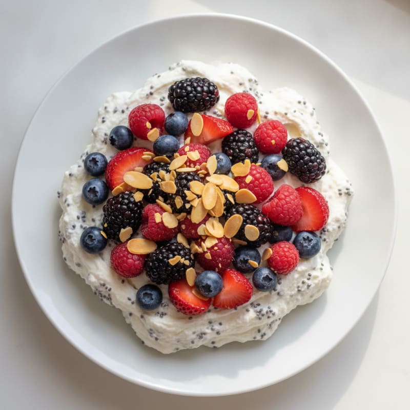 Greek Yogurt Protein Mousse with Mixed Berries