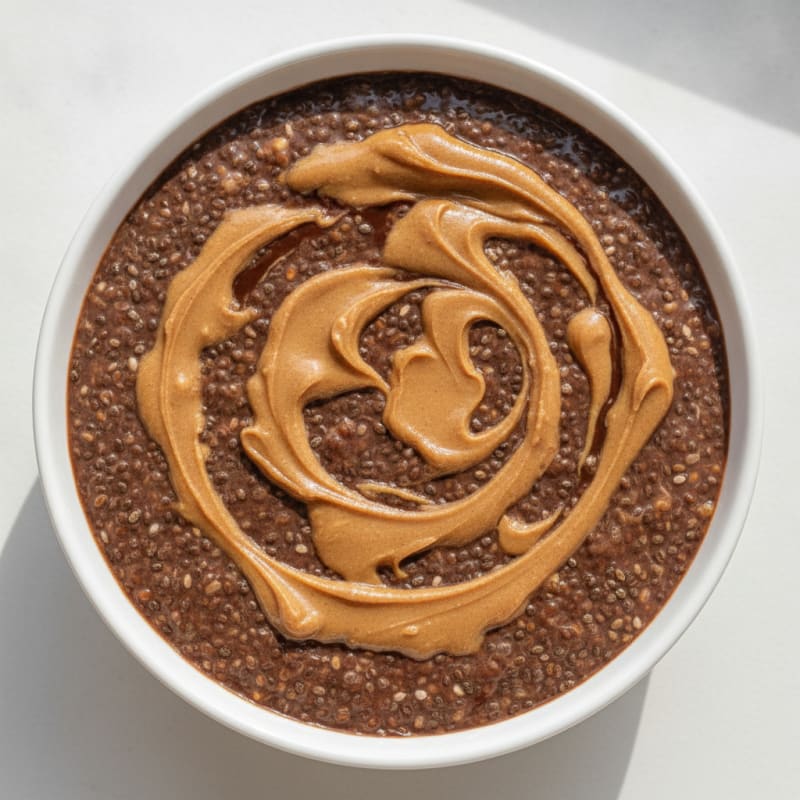 Protein Chocolate Chia Pudding with Peanut Butter Swirl