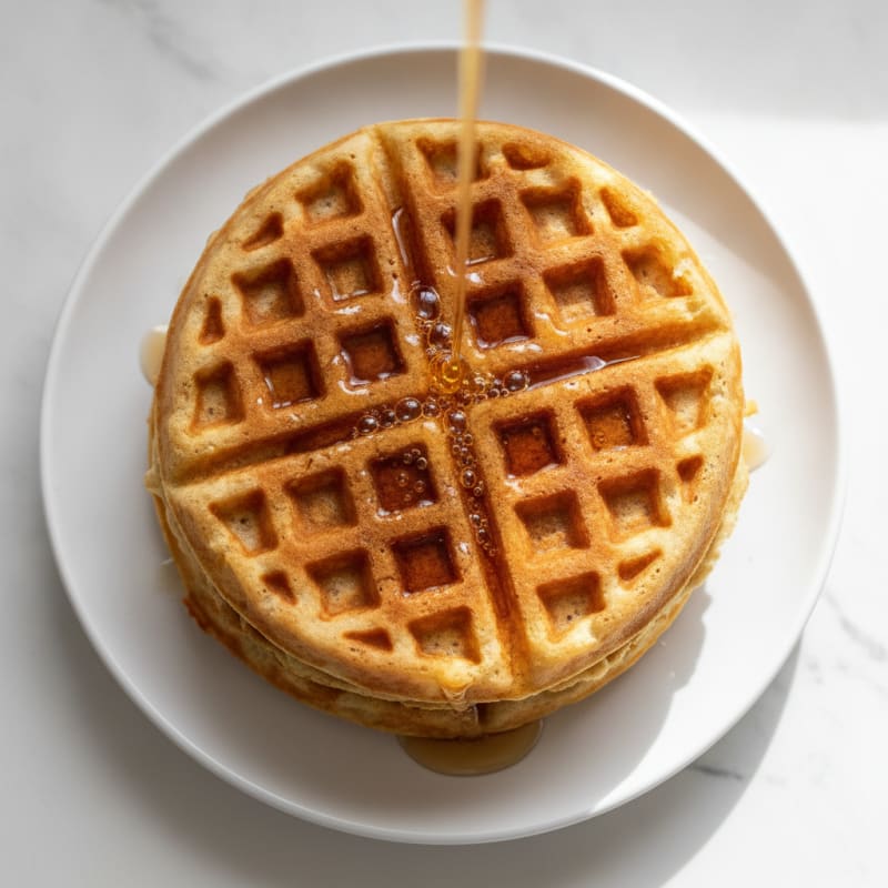 Classic Sourdough Waffles with Maple Syrup