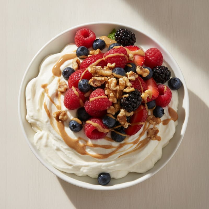 Greek Yogurt Protein Mousse with Mixed Berries