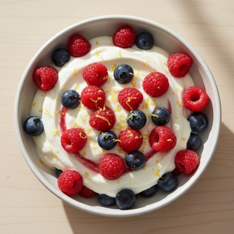 Silky Greek Yogurt with Mixed Berries