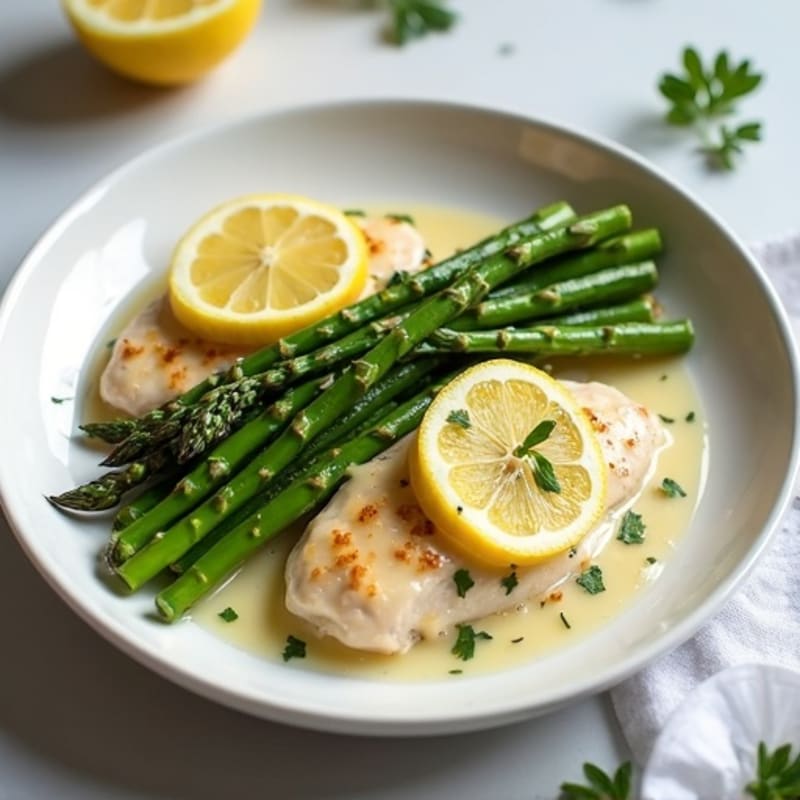 Creamy Lemon Herb Chicken with Roasted Asparagus