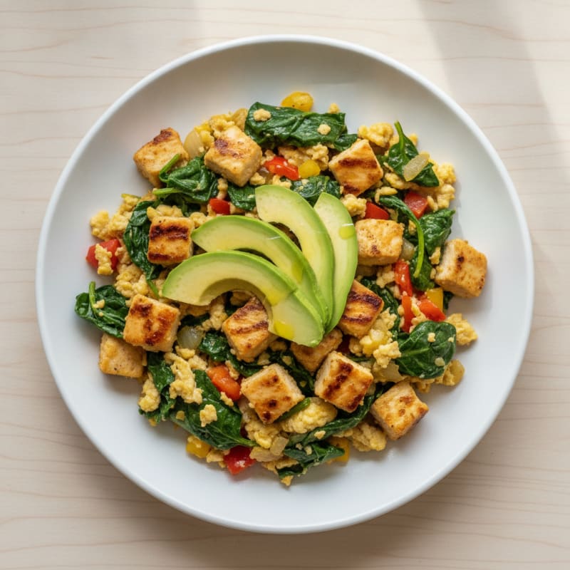 Vegetable Chicken Egg Scramble with Spinach
