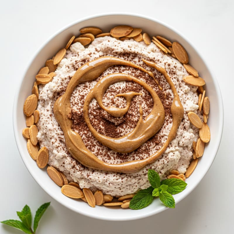 Creamy Cottage Cheese Protein Mousse with Almond Butter Swirl