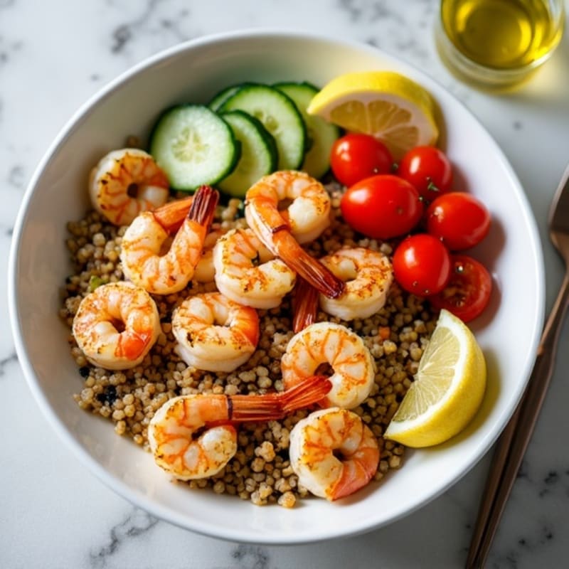 Grilled Shrimp and Quinoa Bowl with Fresh Vegetables