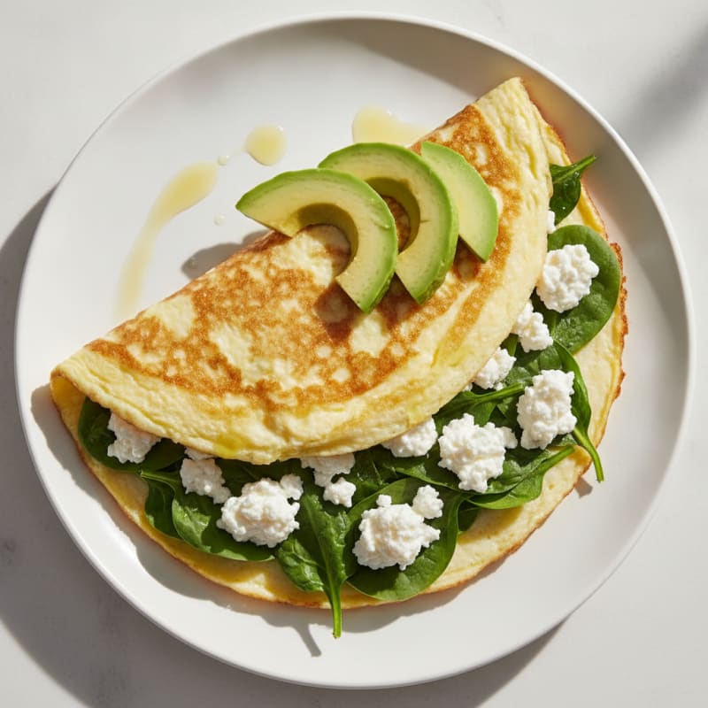 Egg White Spinach Omelet with Cottage Cheese