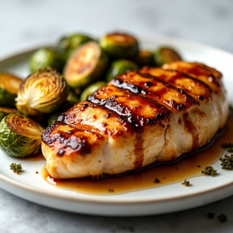 Honey-Balsamic Glazed Crispy Brussels Sprouts with Chicken