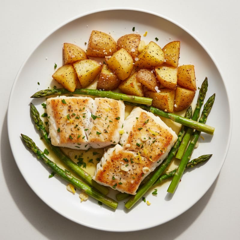 Baked Lemon Herb Cod with Roasted Potatoes
