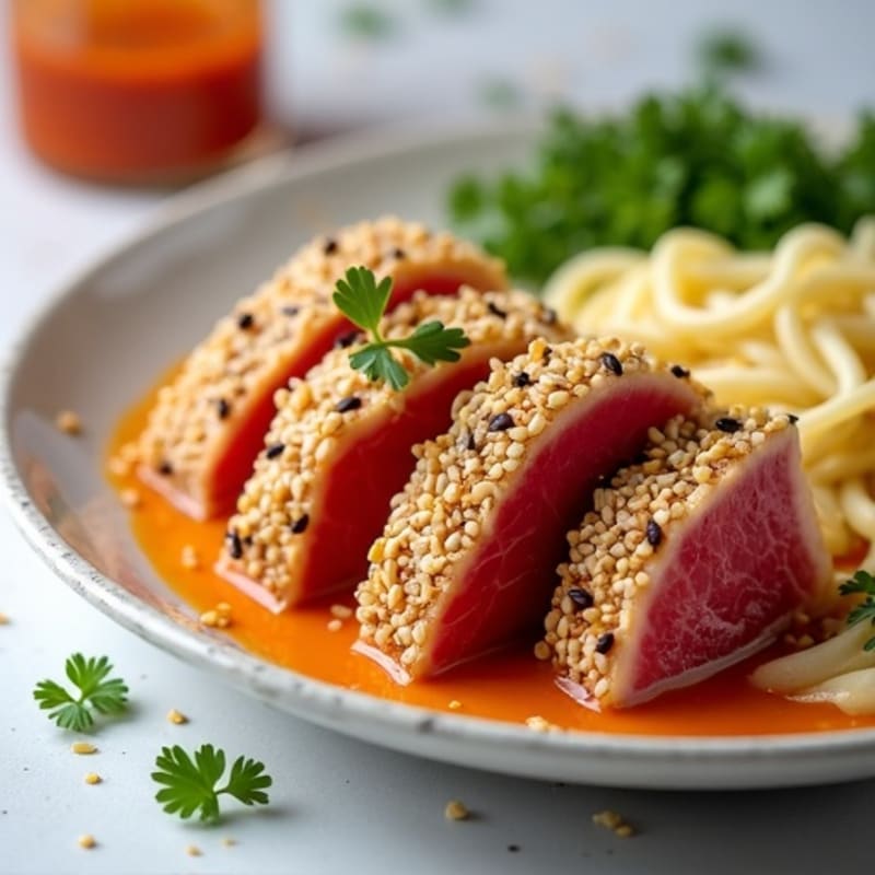 Sesame-Crusted Seared Tuna with Spicy Mayo
