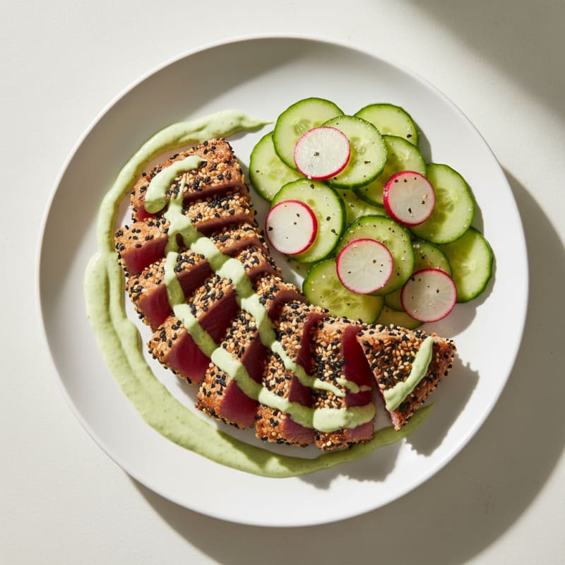 Pan-Seared Ahi Tuna with Zesty Wasabi Mayo