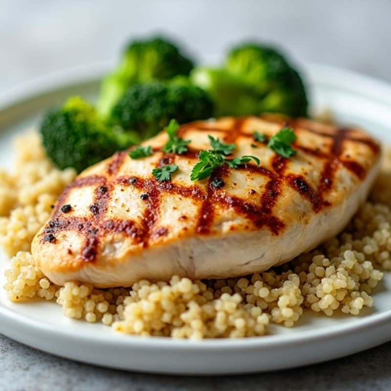Grilled Chicken Breast with Quinoa and Crisp Broccoli