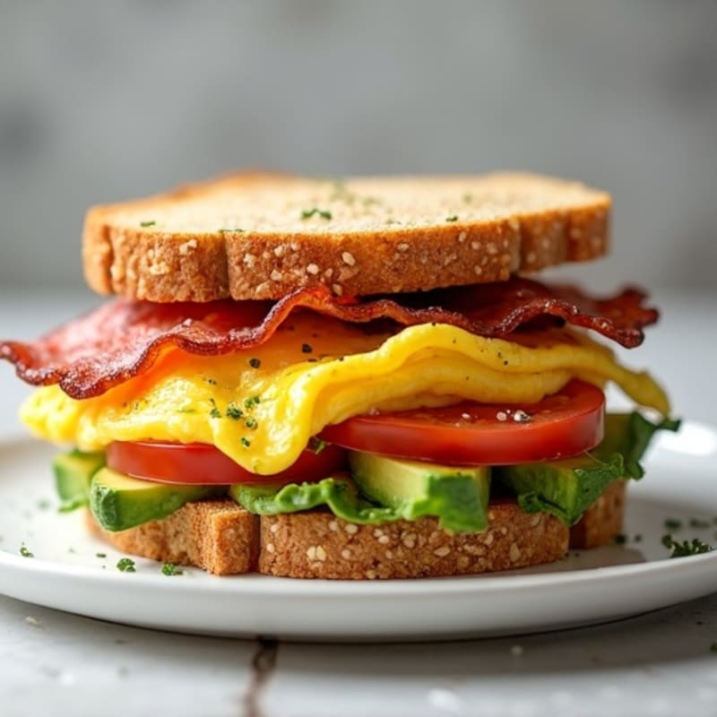 Crispy Turkey Bacon and Avocado Stack Sandwich