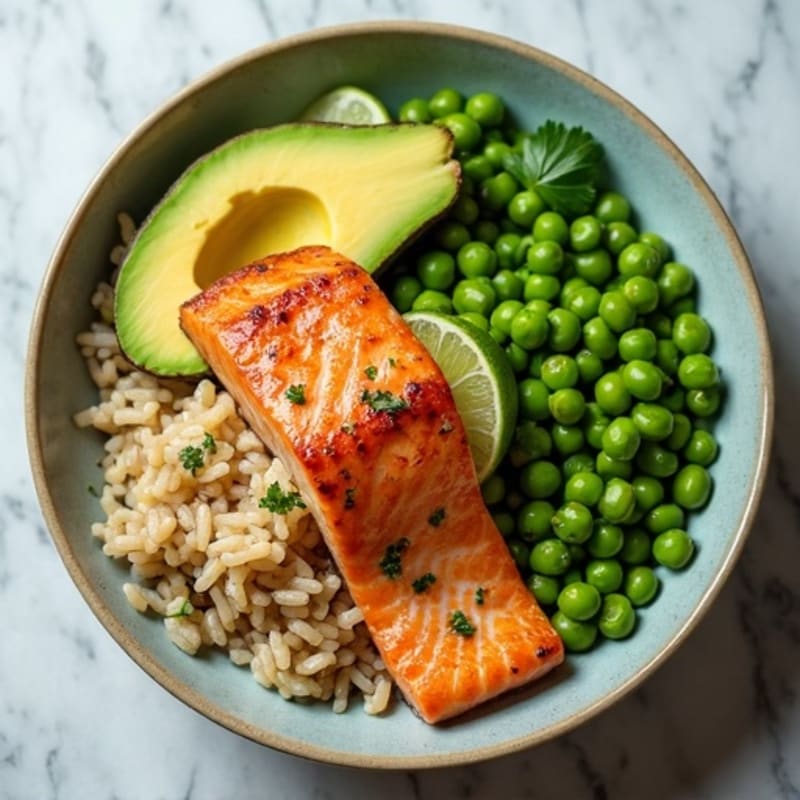 Fresh Salmon and Creamy Avocado Rice Bowl