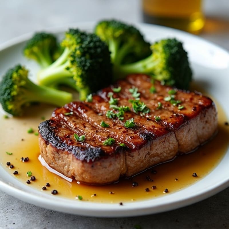Tender Pan-Seared Filet with Garlic Roasted Broccoli