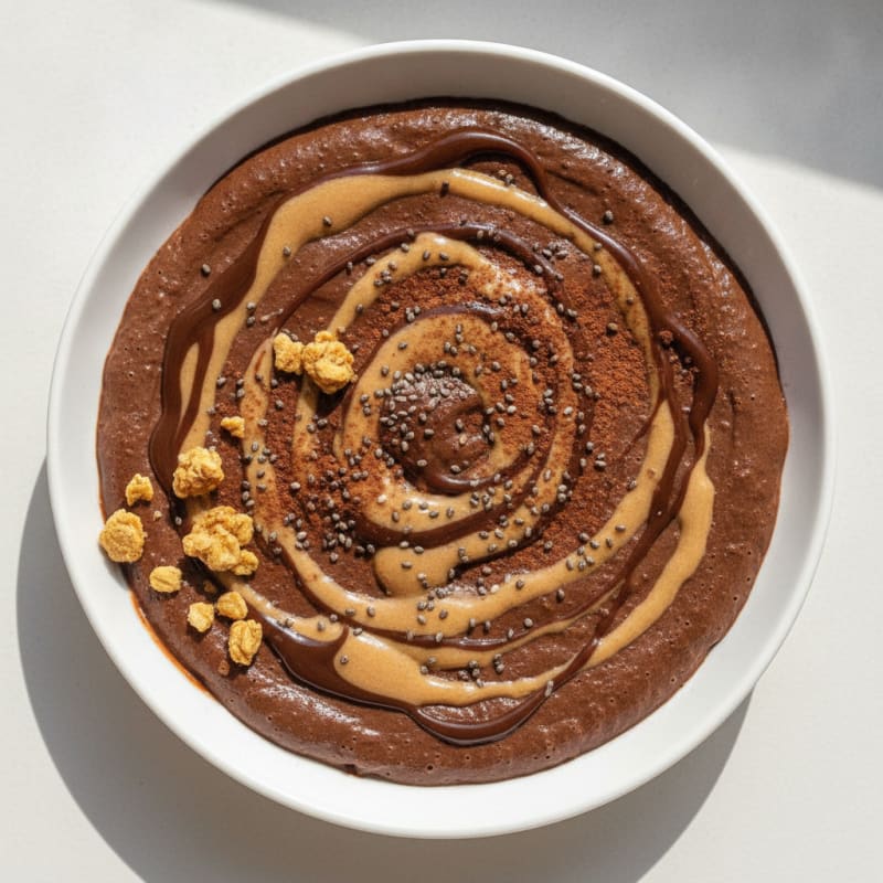 Silky Chocolate Protein Pudding with Almond Butter Swirl