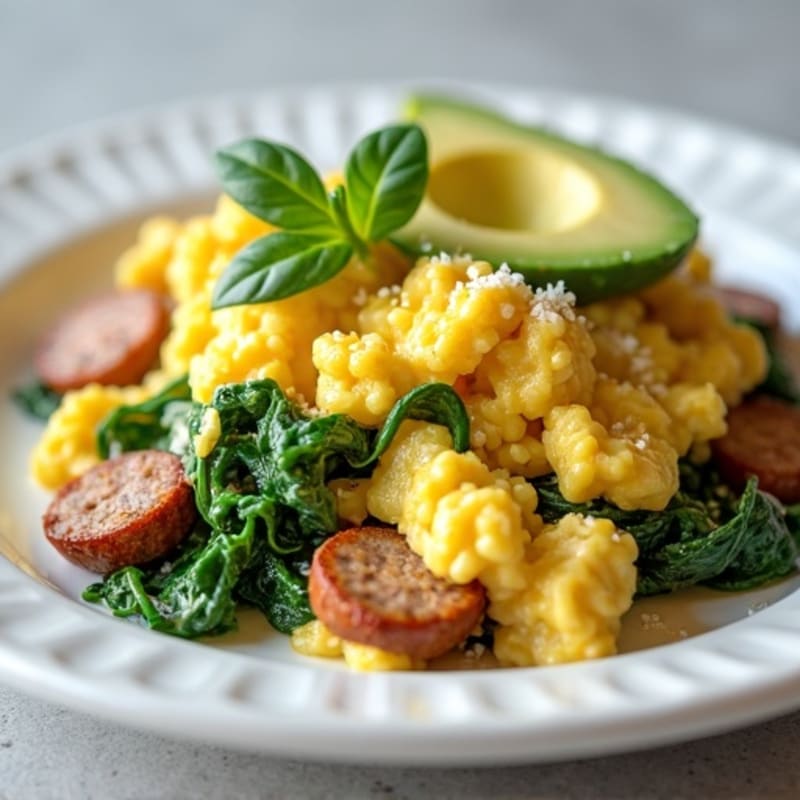 Egg White Scramble with Spinach and Turkey Sausage