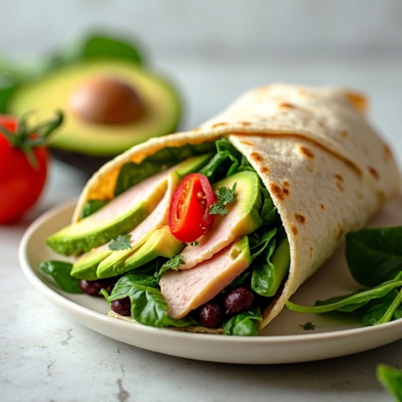 Fresh Avocado and Black Bean Wrap