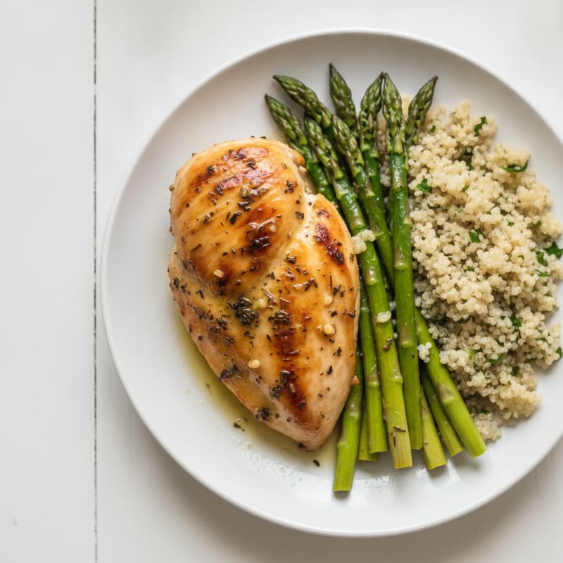 Garlic-Herb Roasted Chicken Breast with Asparagus