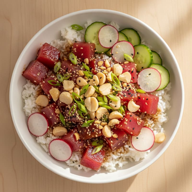 Ahi Tuna Poke Bowl with Macadamia Nuts