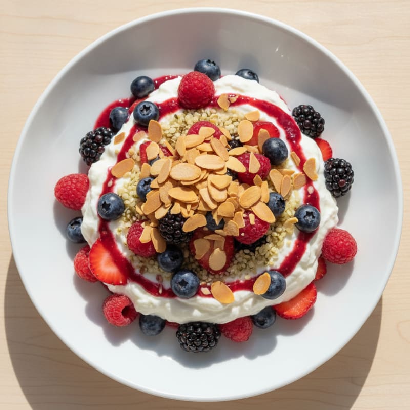 Greek Yogurt Protein Parfait with Mixed Berries