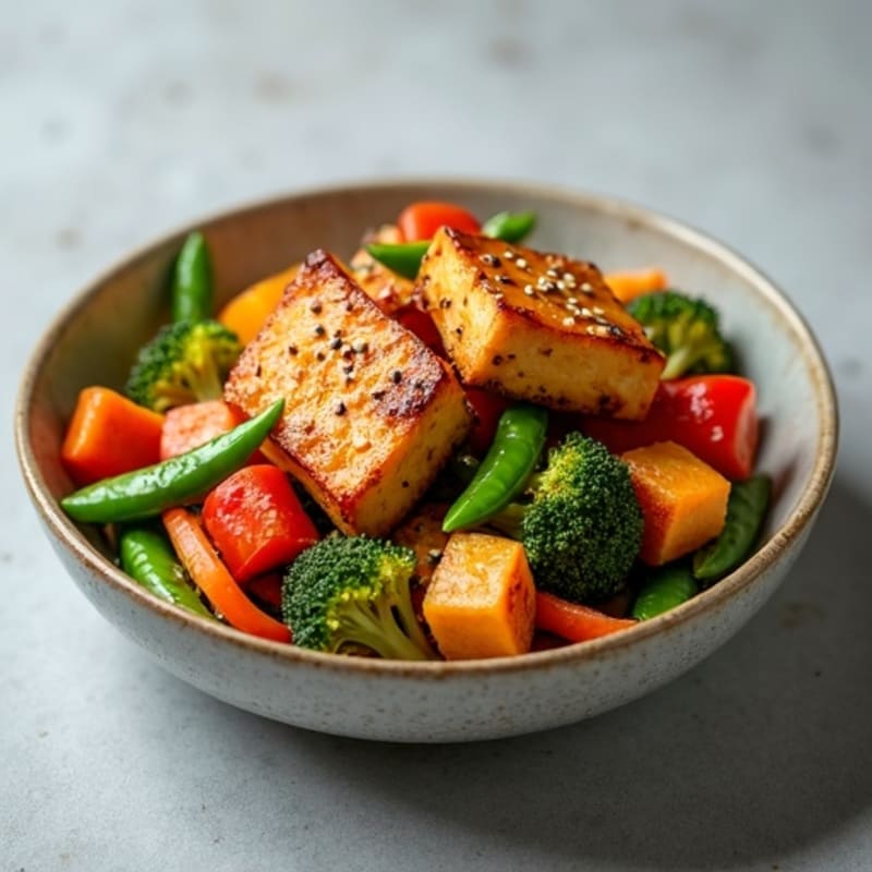 Crispy Sesame Tofu Stir-Fry with Fresh Vegetables