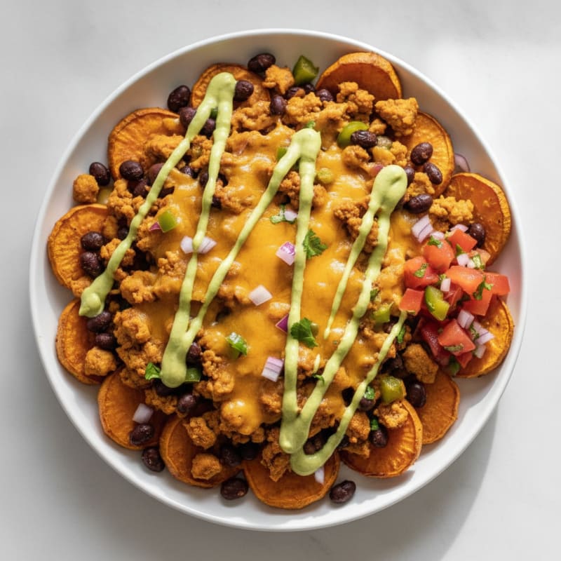 Sweet Potato Nachos with Black Beans