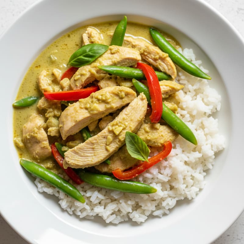 Green Curry Chicken with Coconut Rice