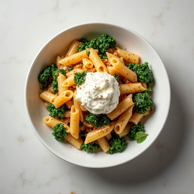 Baked Lean Ground Turkey Pasta with Creamy Ricotta and Spinach