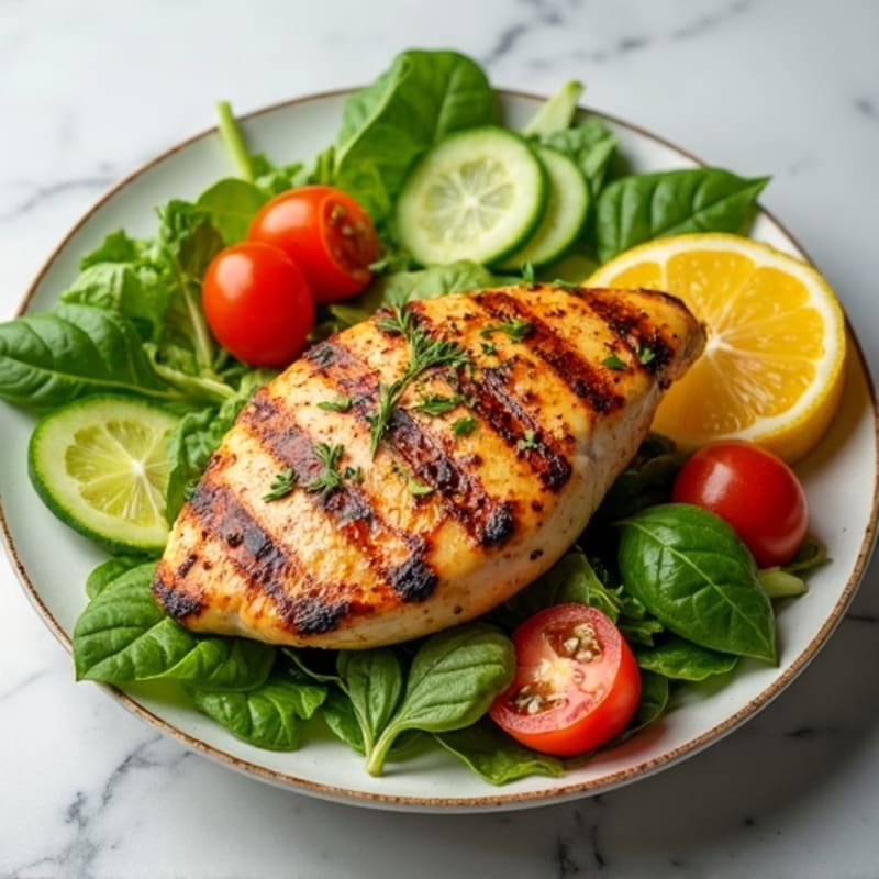 Herb-Citrus Grilled Chicken with Fresh Mediterranean Salad