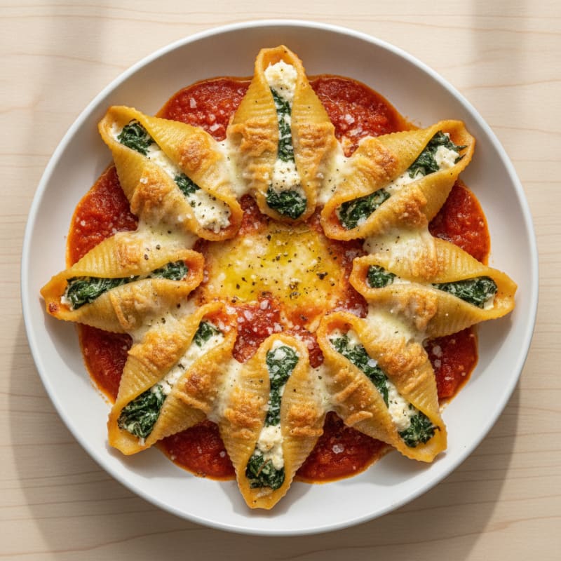 Spinach Ricotta Stuffed Shells with Marinara