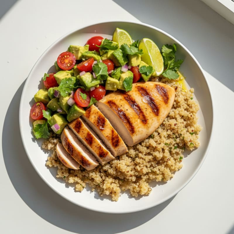 Grilled Chicken Breast with Quinoa and Avocado Salsa