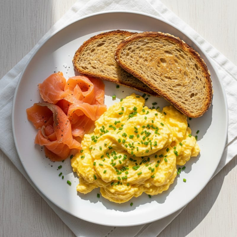 Creamy Golden Scrambled Eggs with Chives