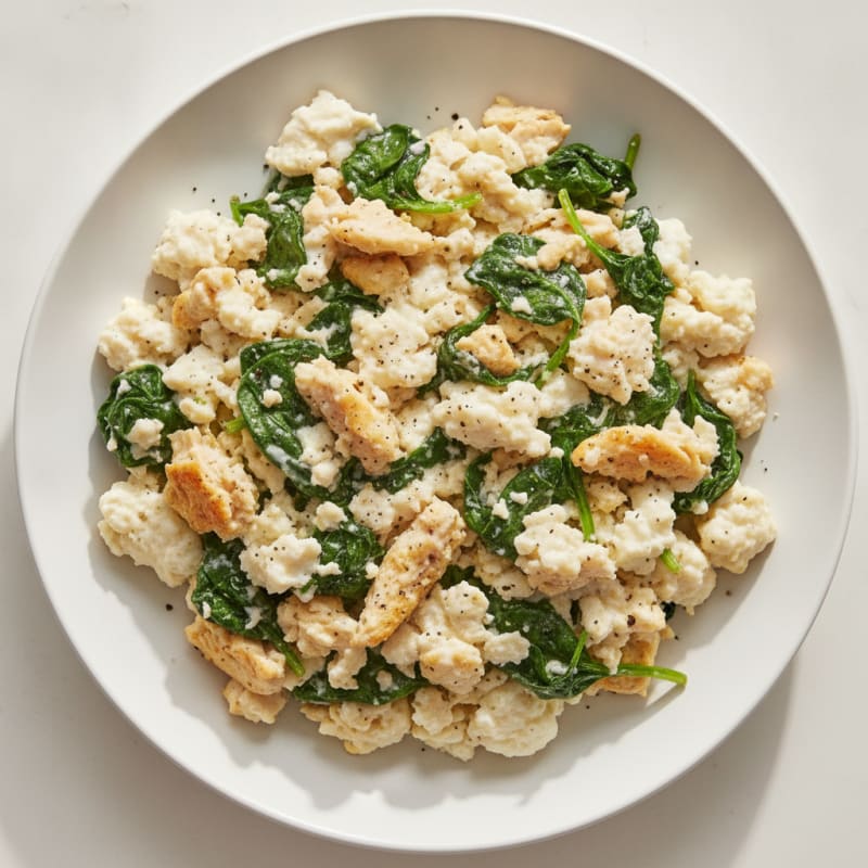 Egg White Scramble with Spinach and Turkey Breast