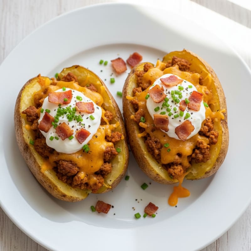 Creamy Loaded Baked Potatoes with Crispy Bacon