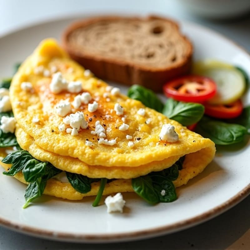 Fluffy Spinach Feta Egg White Omelet
