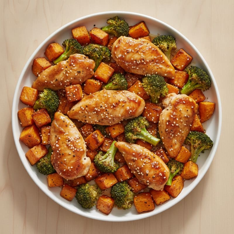 Sheet Pan Honey-Garlic Chicken and Sweet Potatoes